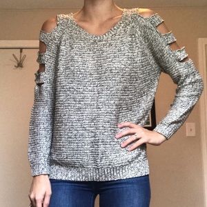 Design Lab Black/Cream Cutout Sweater